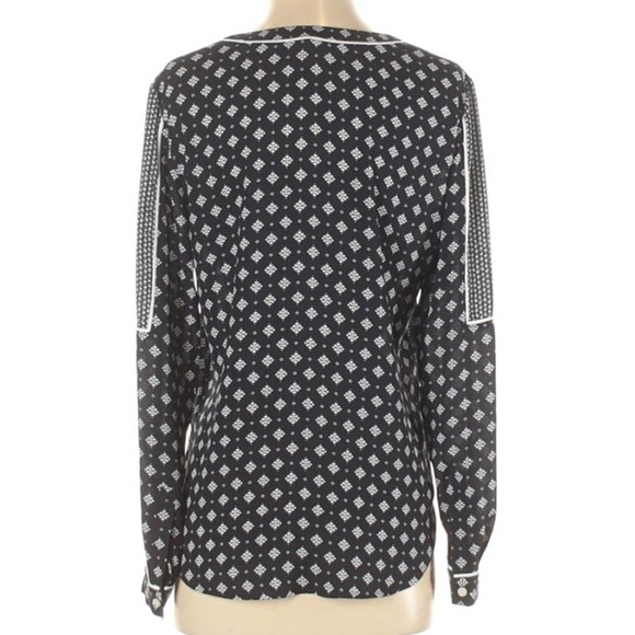 Loft By Ann Taylor Black & White Patterned Blouse - Picture 5 of 7